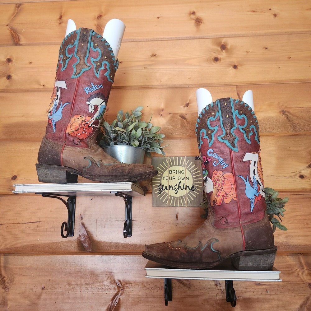 Ariat Quincy Bronco Billie Ridem' Rodeo Cowgirl Boot Western Rare HTF Limited 7B